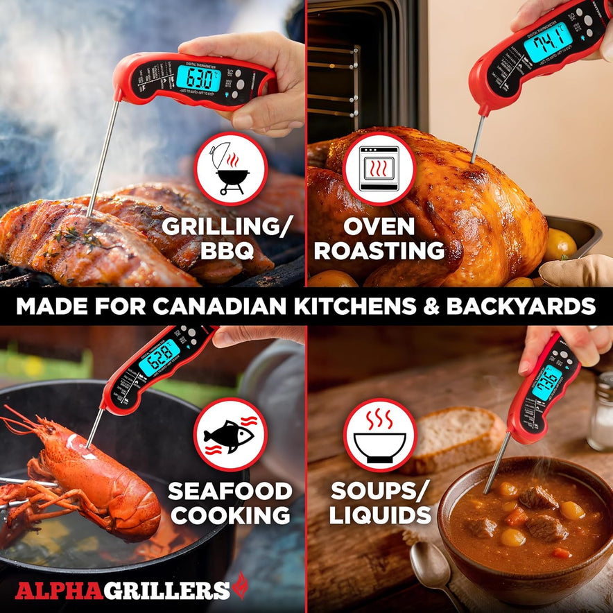 Alpha Grillers Meat Thermometer Digital - Instant Read Food Thermometer for Cooking Grilling