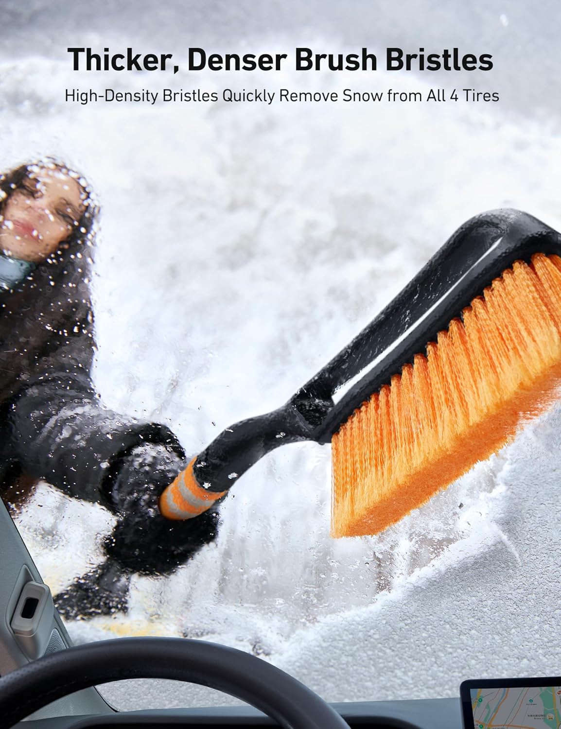 AstroAI 27" Snow Brush and Detachable Ice Scraper with Ergonomic Foam Grip for Cars