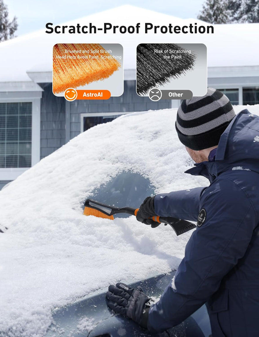 AstroAI 27" Snow Brush and Detachable Ice Scraper with Ergonomic Foam Grip for Cars