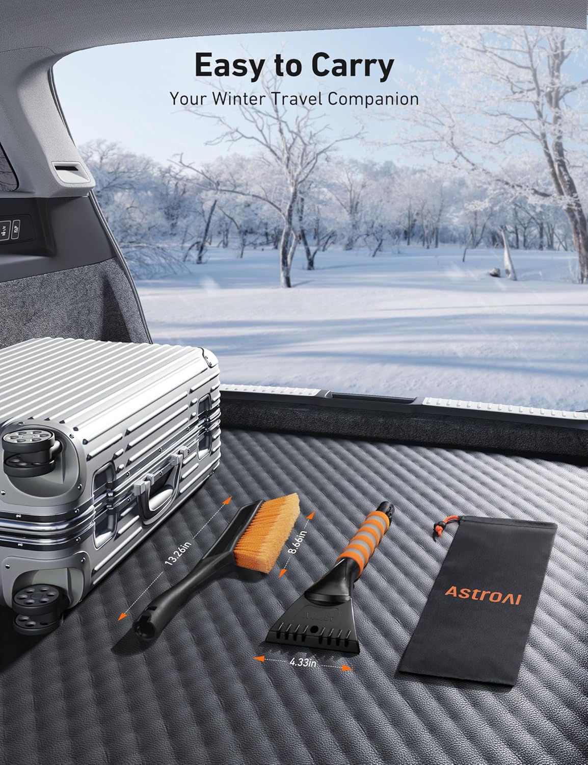 AstroAI 27" Snow Brush and Detachable Ice Scraper with Ergonomic Foam Grip for Cars