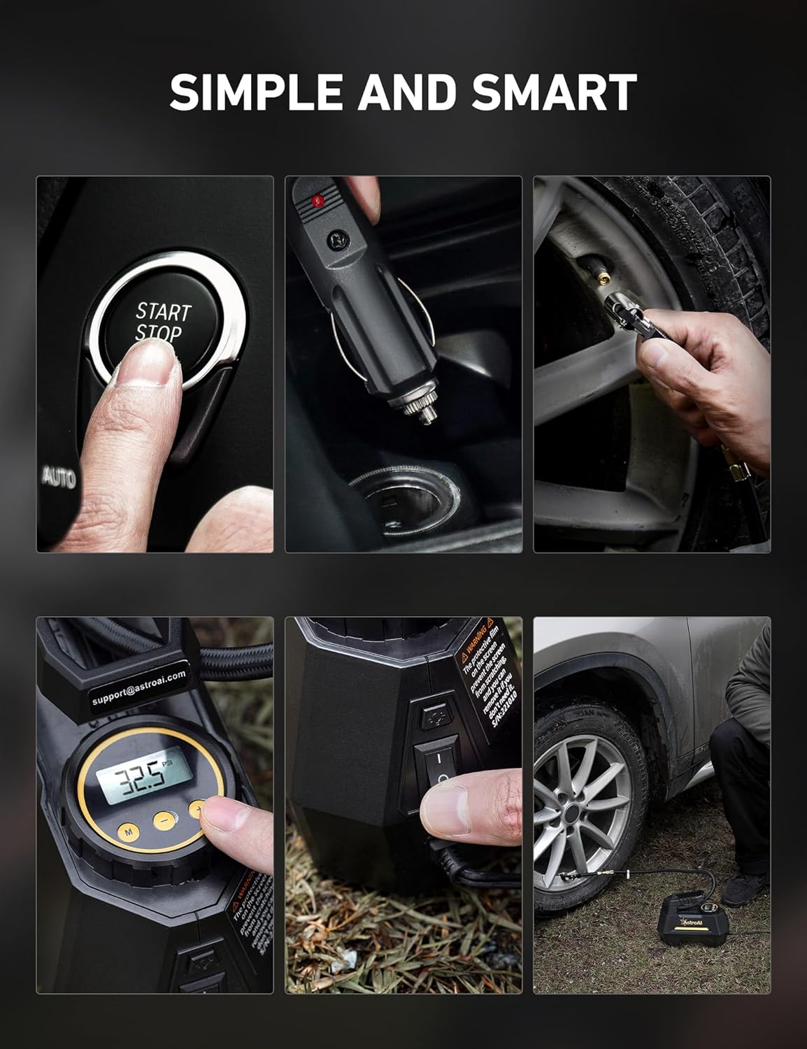 AstroAI AIRUN H Tire Inflator Portable Air Compressor Air Pump for Car Tires-Car Accessories