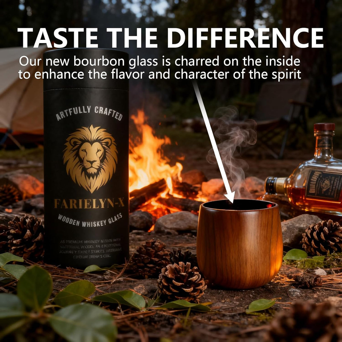 Charred Wooden Bourbon Glasses