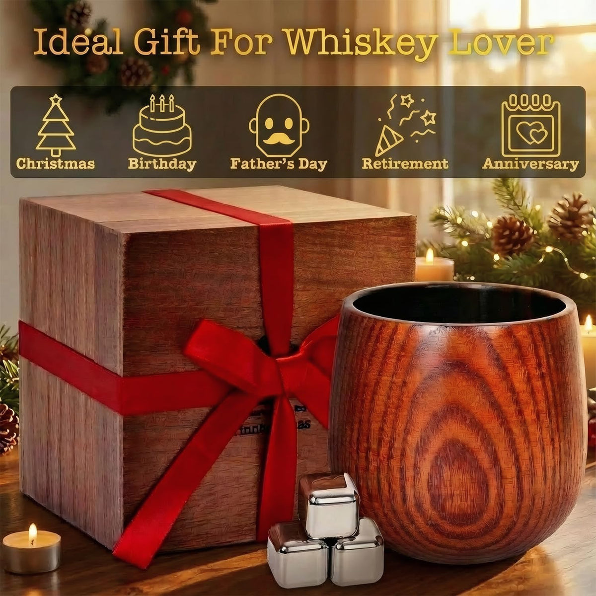 Charred Wooden Whiskey Glass