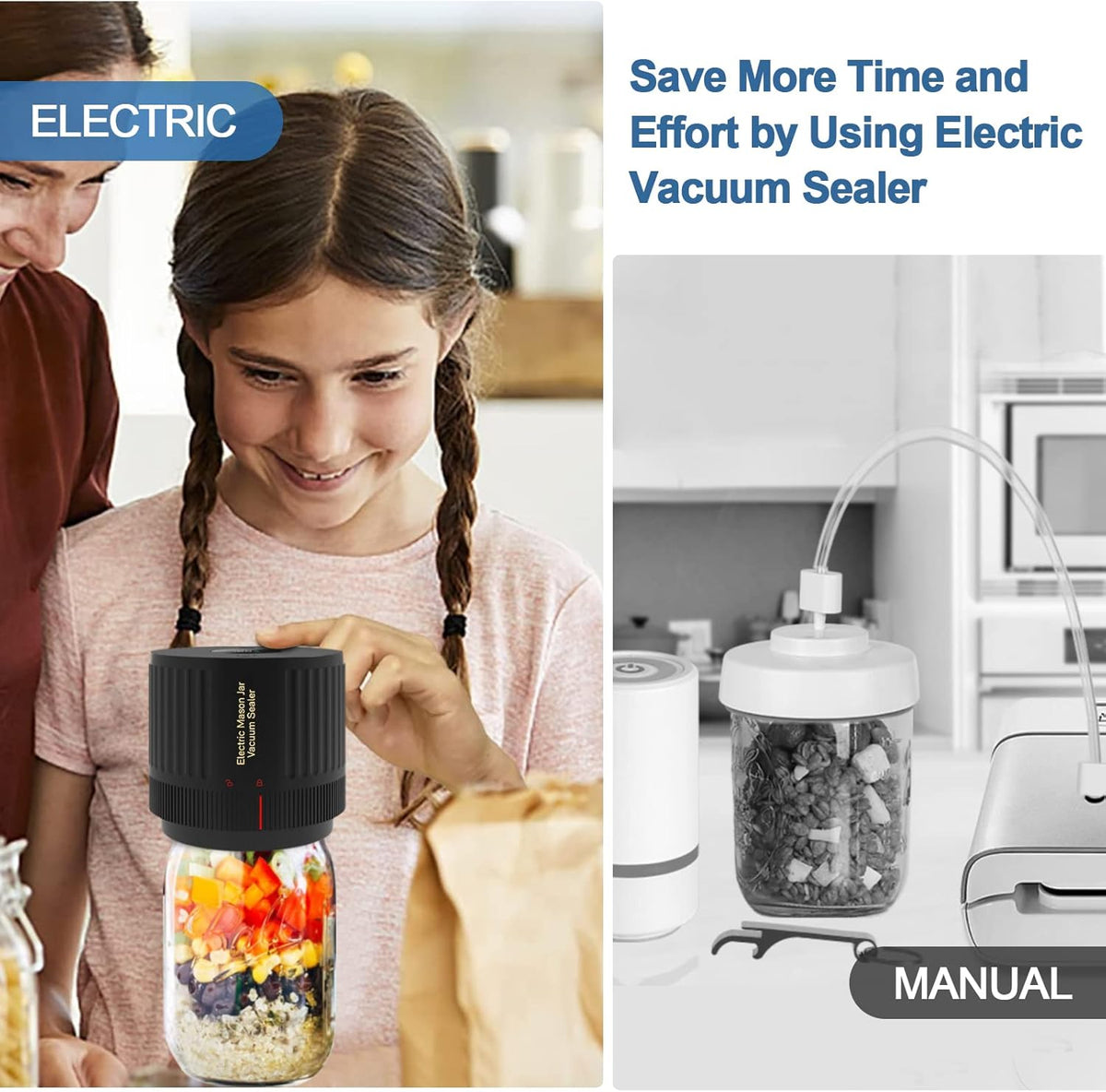 Cordless Vacuum Sealer Kit for Wide-Mouth & Regular-Mouth Mason Jars