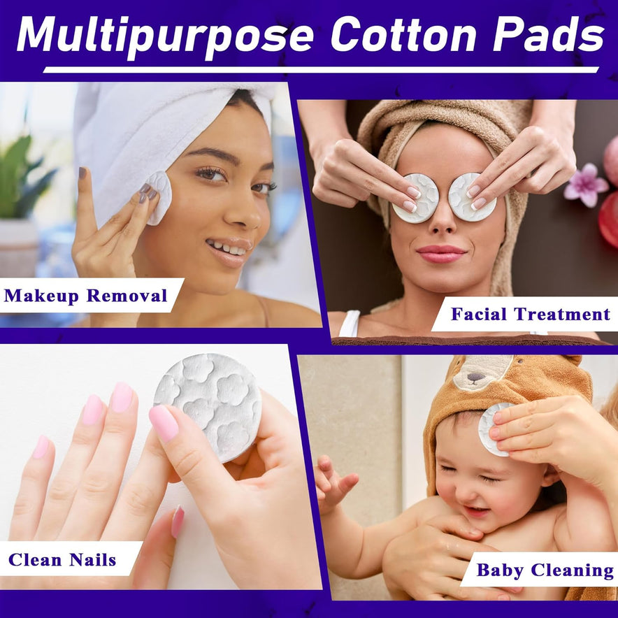 Cotton Pads for Face, Round Makeup Remover Pads 100% Pure & Organic Cotton Rounds