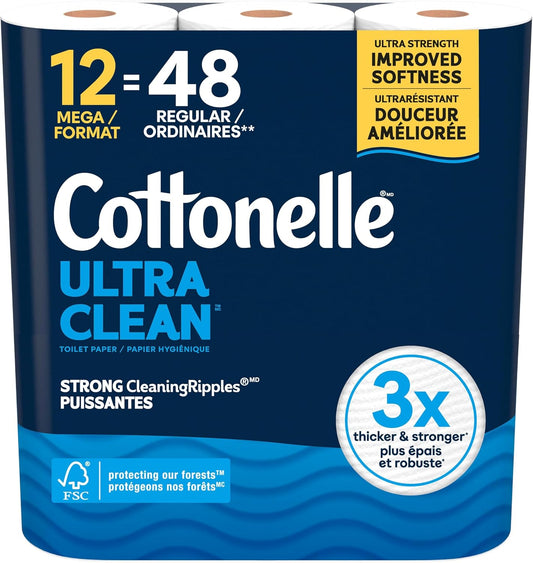 Cottonelle Toilet Paper, 12 Mega Rolls 48 Regular Rolls