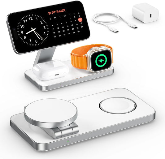 EXW Foldable 3 in 1 Wireless Charging Station for iPhone and Apple Watch
