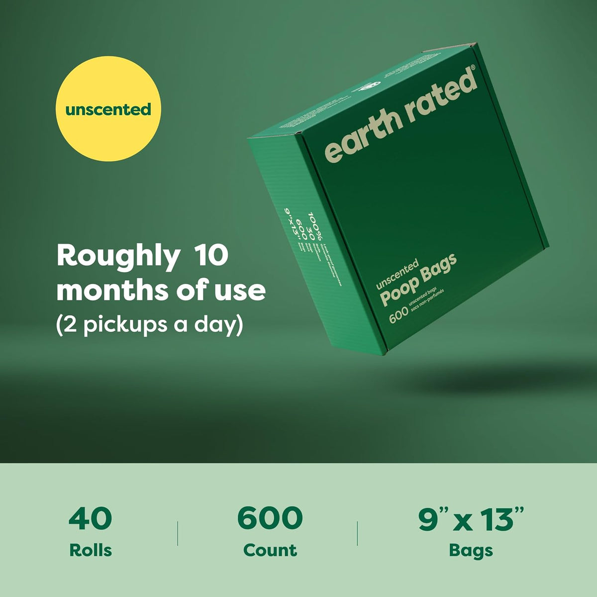 Earth Rated Unscented Dog Poop Bags 600 Count