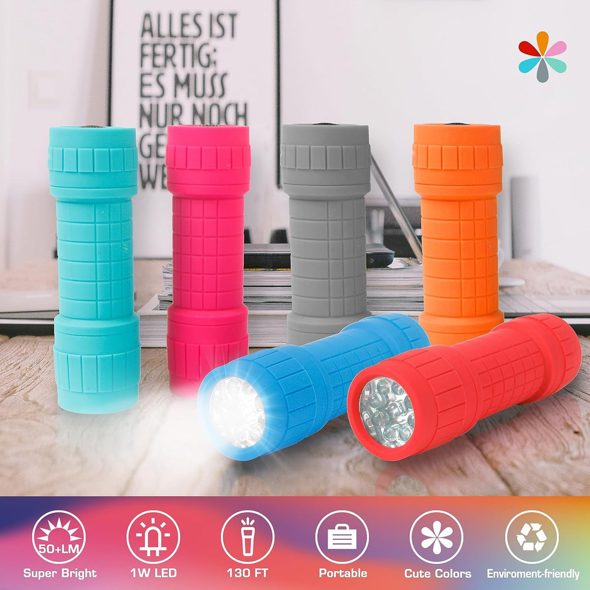 EverBrite 6-Pack Mini 9-LED Flashlight with Lanyard