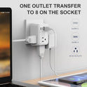 International Plug Adapter with 4 AC Outlets 4 USB Ports(2 USB C)