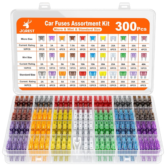 JOREST 300Pcs Car Fuses Assortment Kit,160 Mini Blade Fuses Automotive 