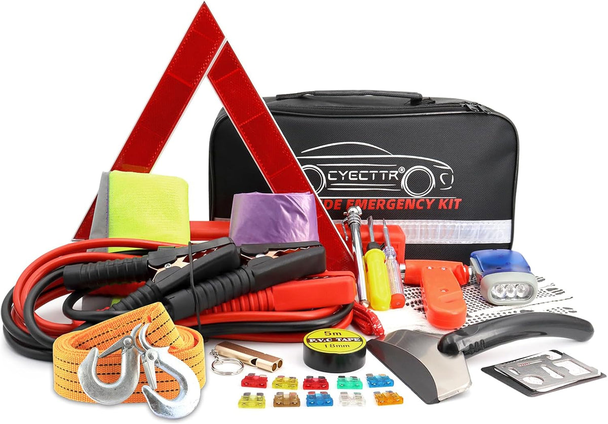 Kit,Auto Vehicle Truck Safety Emergency Road Side Assistance Kits with Jumper Cables