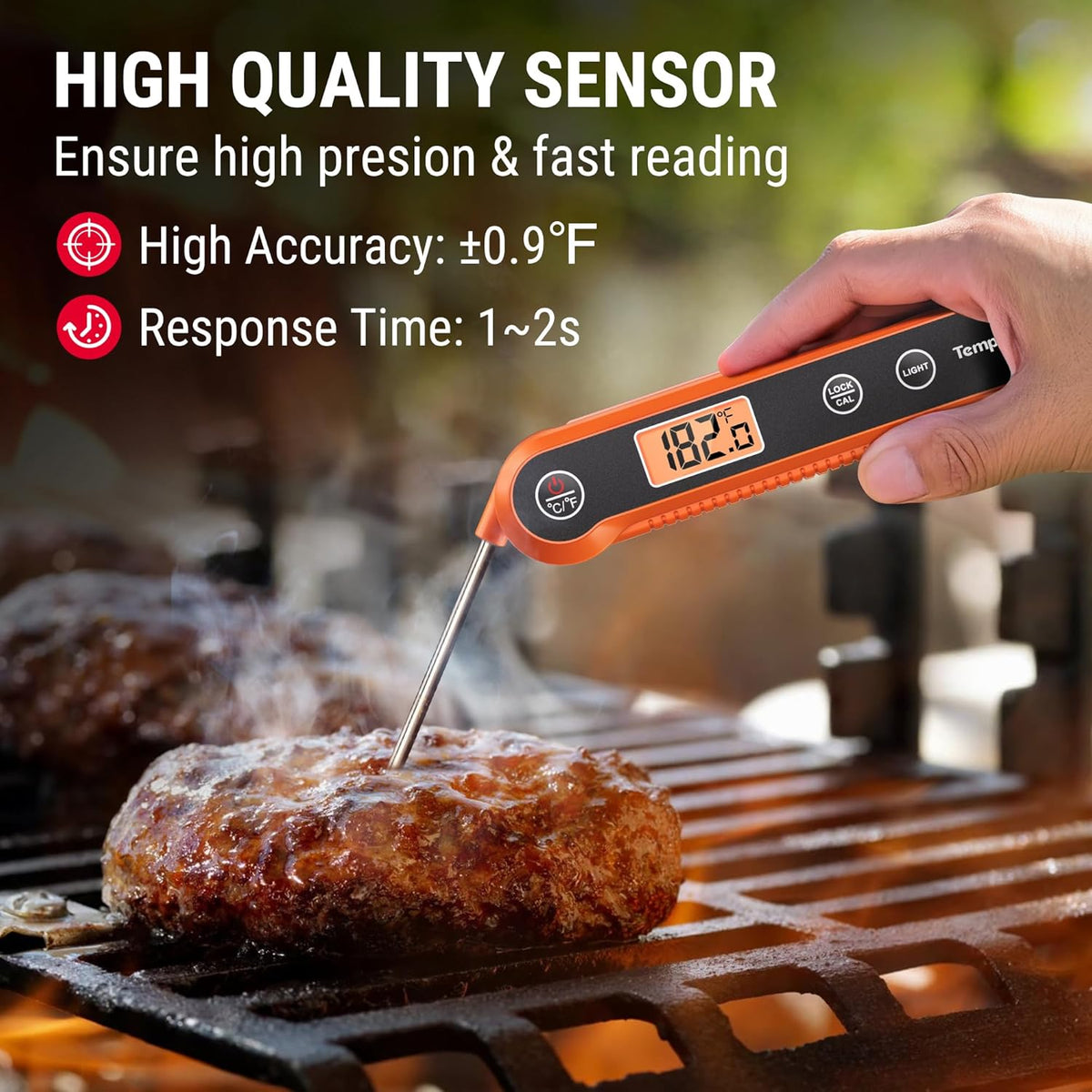 Kitchen Food Thermometer with Calibration & Backlight