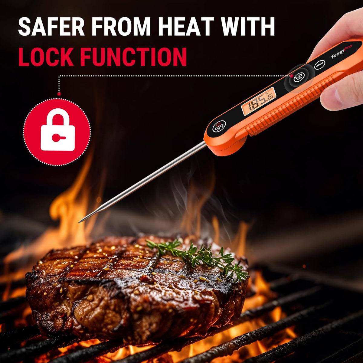Kitchen Food Thermometer with Calibration & Backlight