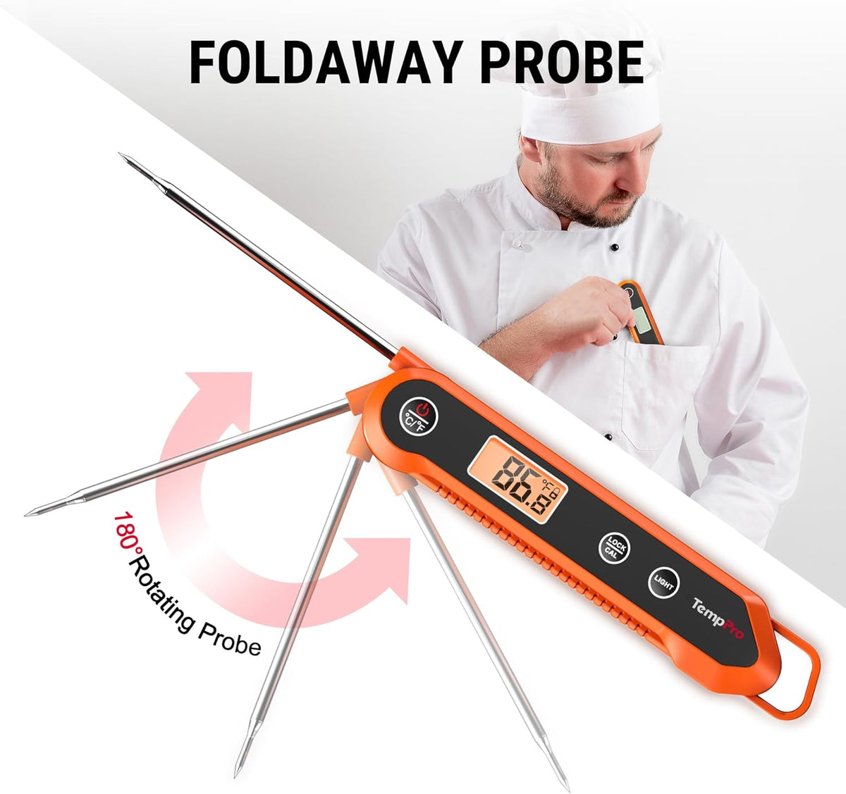Kitchen Food Thermometer with Calibration & Backlight