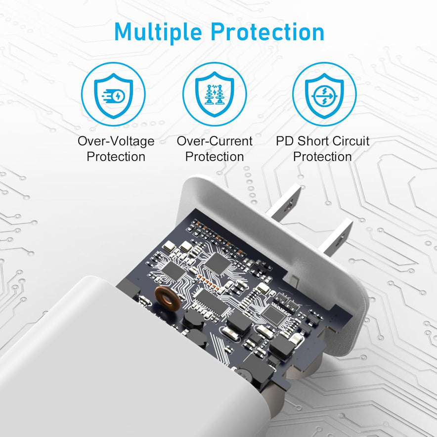 MFI Certified 20W Type C Charger Fast Charging Block with USB C to C Cable for iPhone 