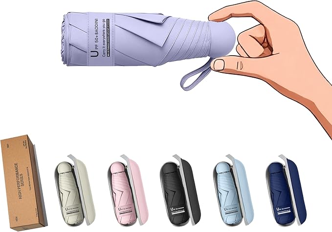 Mini Umbrella for Purse With Case Small Compact UV Sun Protection 