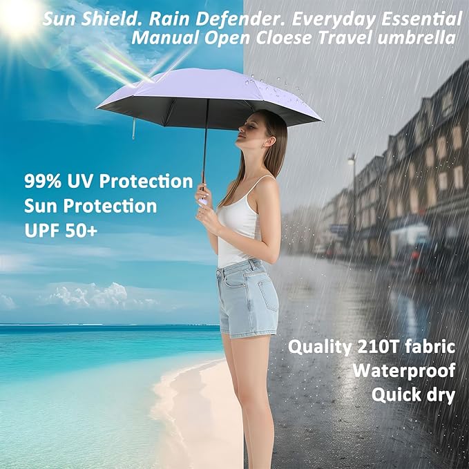Mini Umbrella for Purse With Case Small Compact UV Sun Protection 