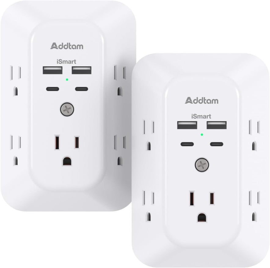 Multi Plug Outlet with 5 Outlet Extender and 4 USB Charging Ports (2 USB C Outlet)