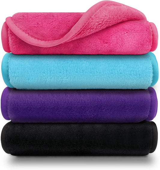 Orighty Makeup Remover Cloths Pack of 4, Reusable Microfiber Facial Cleansing Cloths