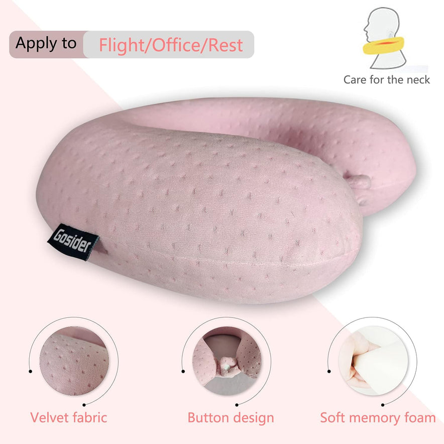 Pink Pillows Neck and Head Support Portable Travel Neck Pillow Suitable for Planes