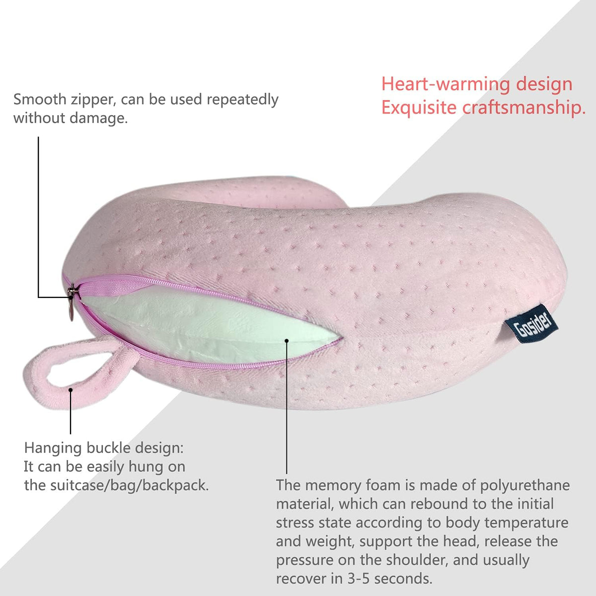 Pink Pillows Neck and Head Support Portable Travel Neck Pillow Suitable for Planes