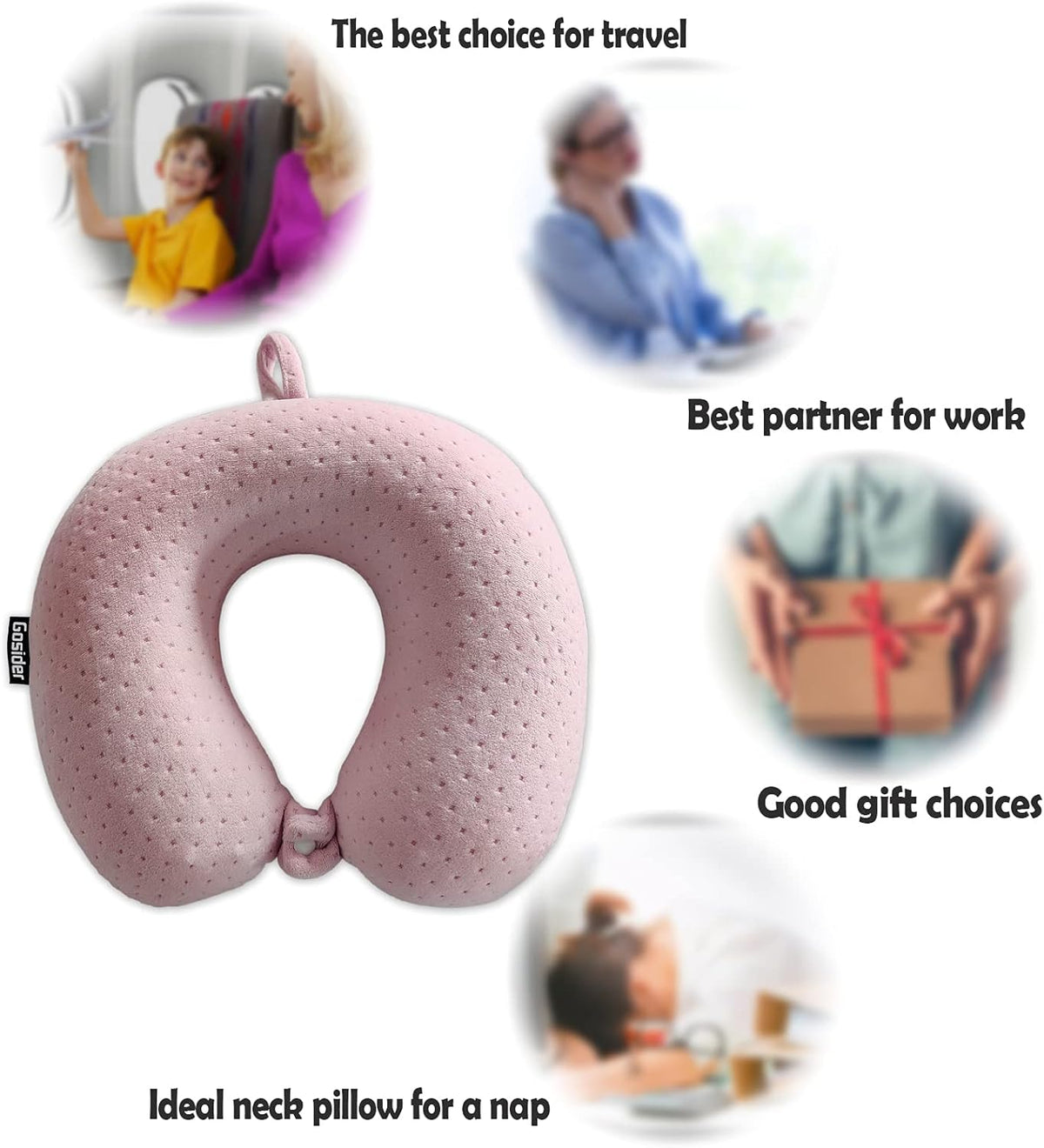 Pink Pillows Neck and Head Support Portable Travel Neck Pillow Suitable for Planes
