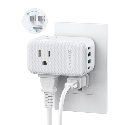 Rotating Multi Plug Outlet Extender, 2 PD 20W USB C Fast Charging 
