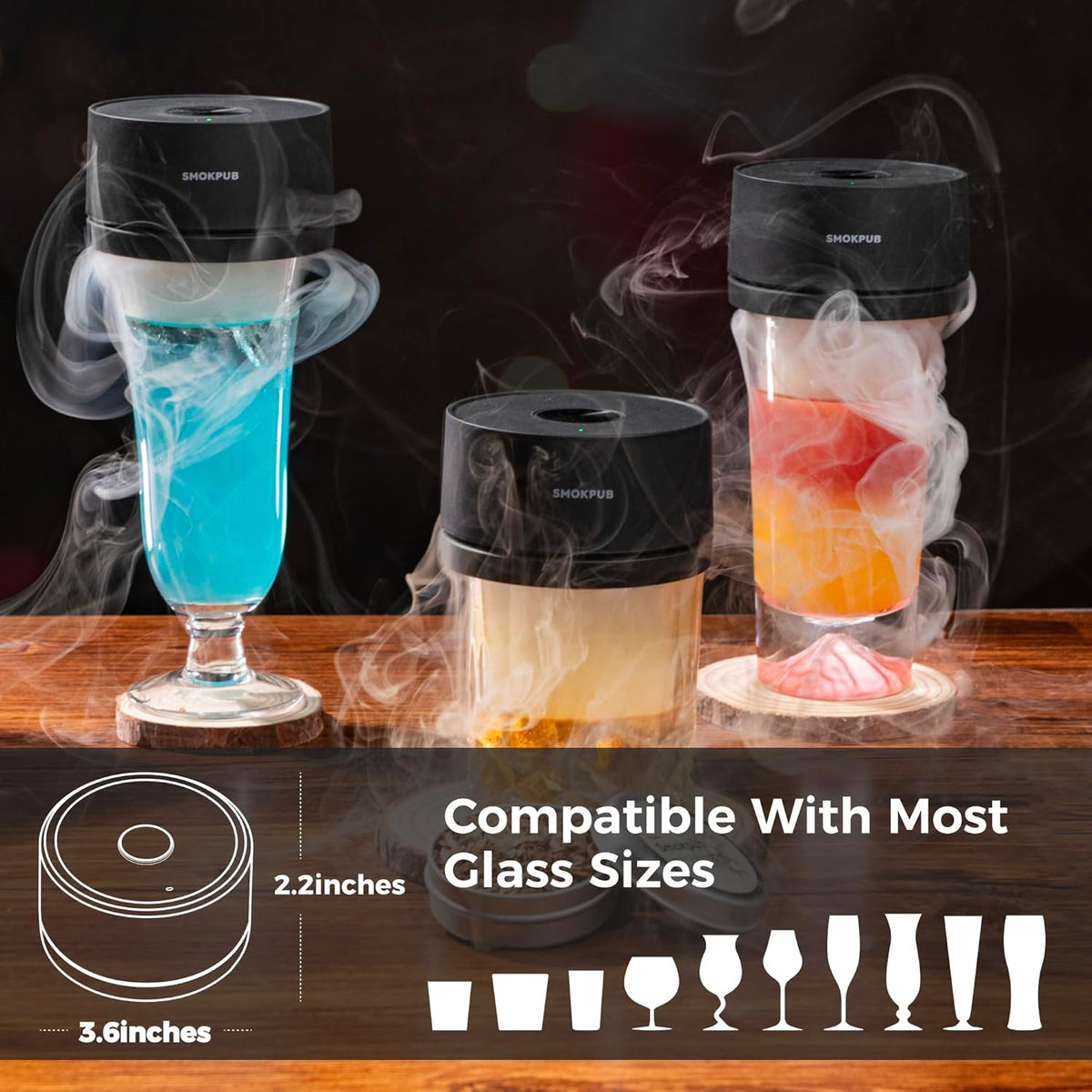 
SMOKPUB Electric Whiskey Smoker Kit Built-in Lighter
