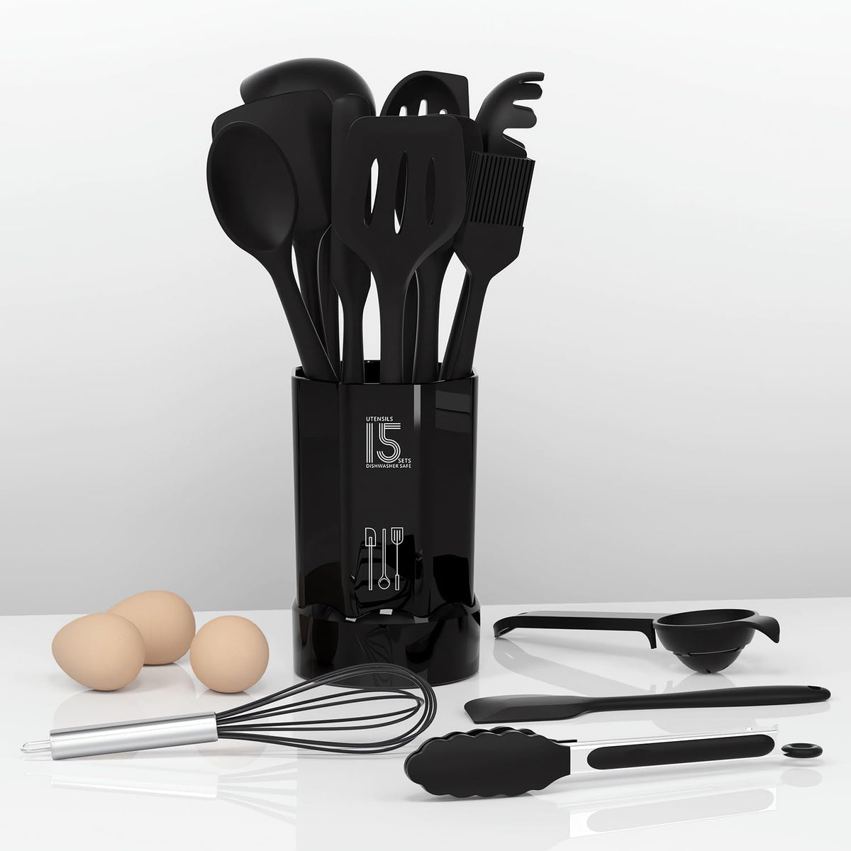 Silicone Cooking Utensils Set - 446°F Heat Resistant Kitchen Utensils
