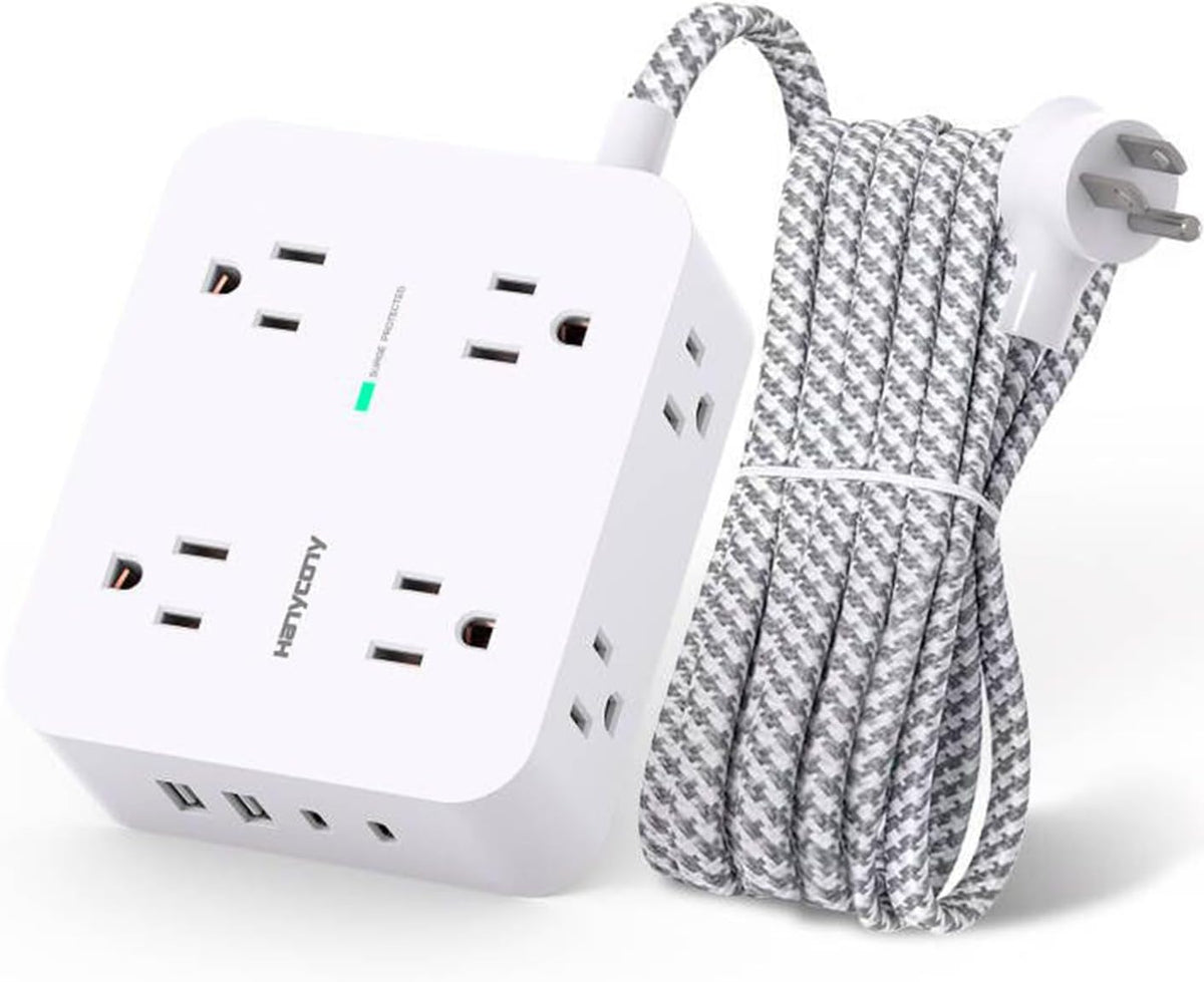 Surge Protector Power Bar - 8 Outlets 4 USB Charging Ports(2 USB C)