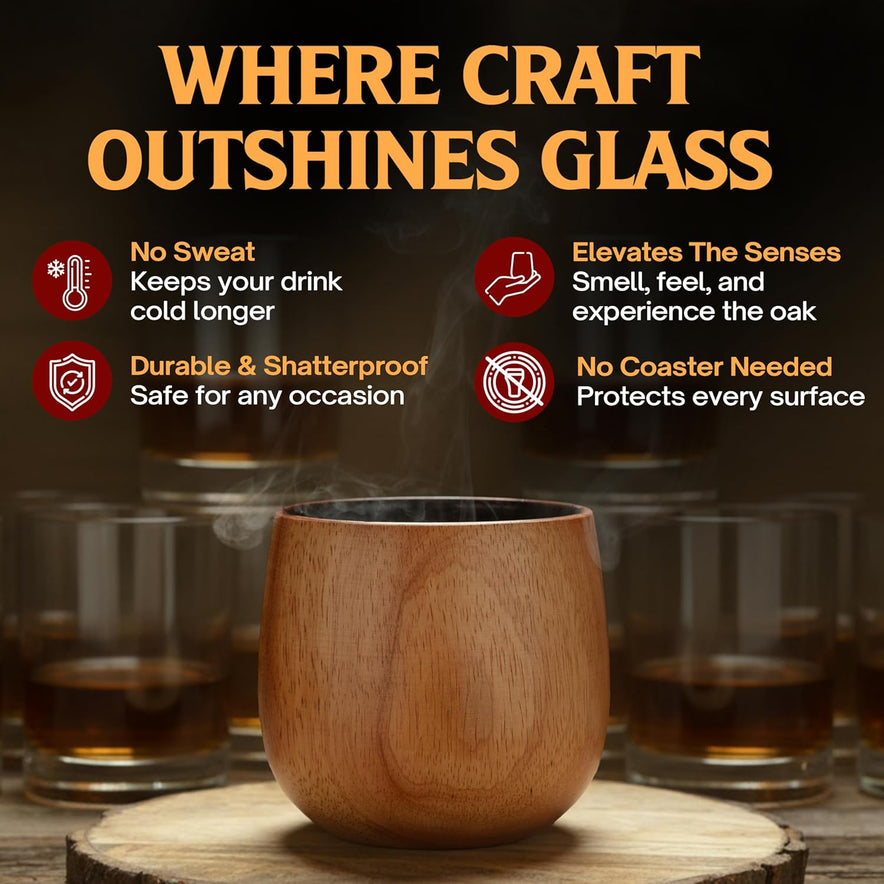 The Original Charred Wooden Bourbon Drinking Glass Bourbon Gifts for Men