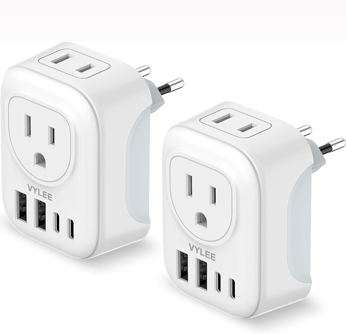 VYLEE International Travel Adapter with 2 Outlets 4 USB Ports(2 USB C)