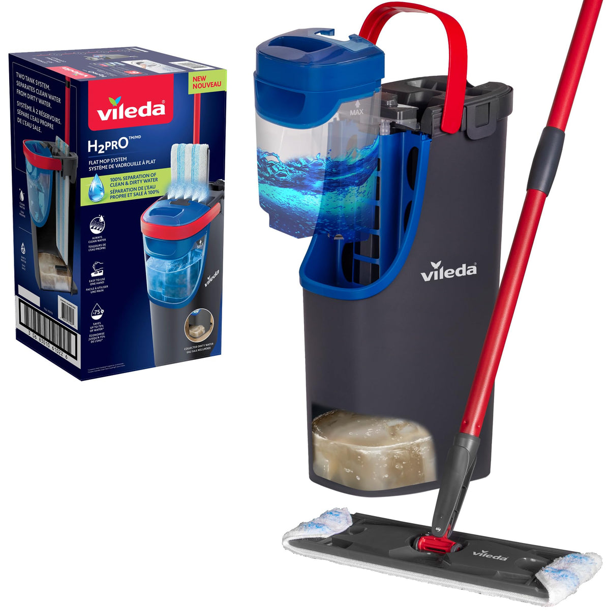 Vileda H2prO Flat Mop & Bucket Set