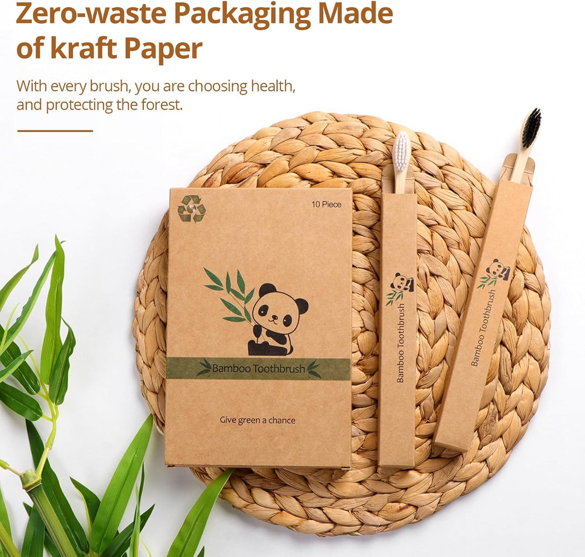 Virgin Forest Bamboo Toothbrush 10pk, Biodegradable & Compostable