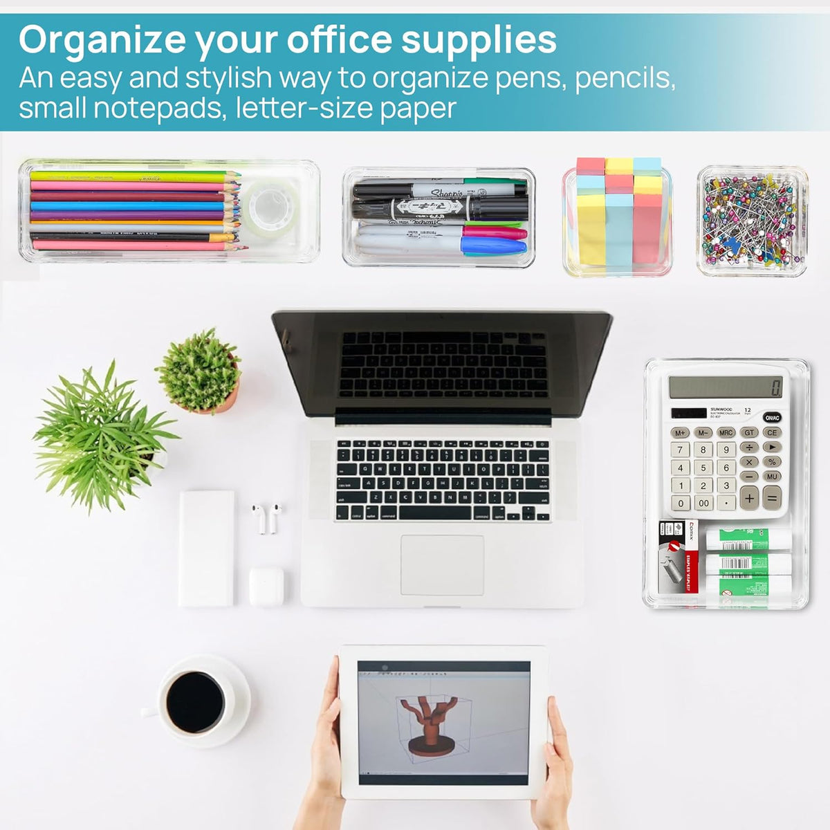 Vtopmart 25 PCS Plastic Clear Drawer Organizer, Acrylic Desk Drawer organizers