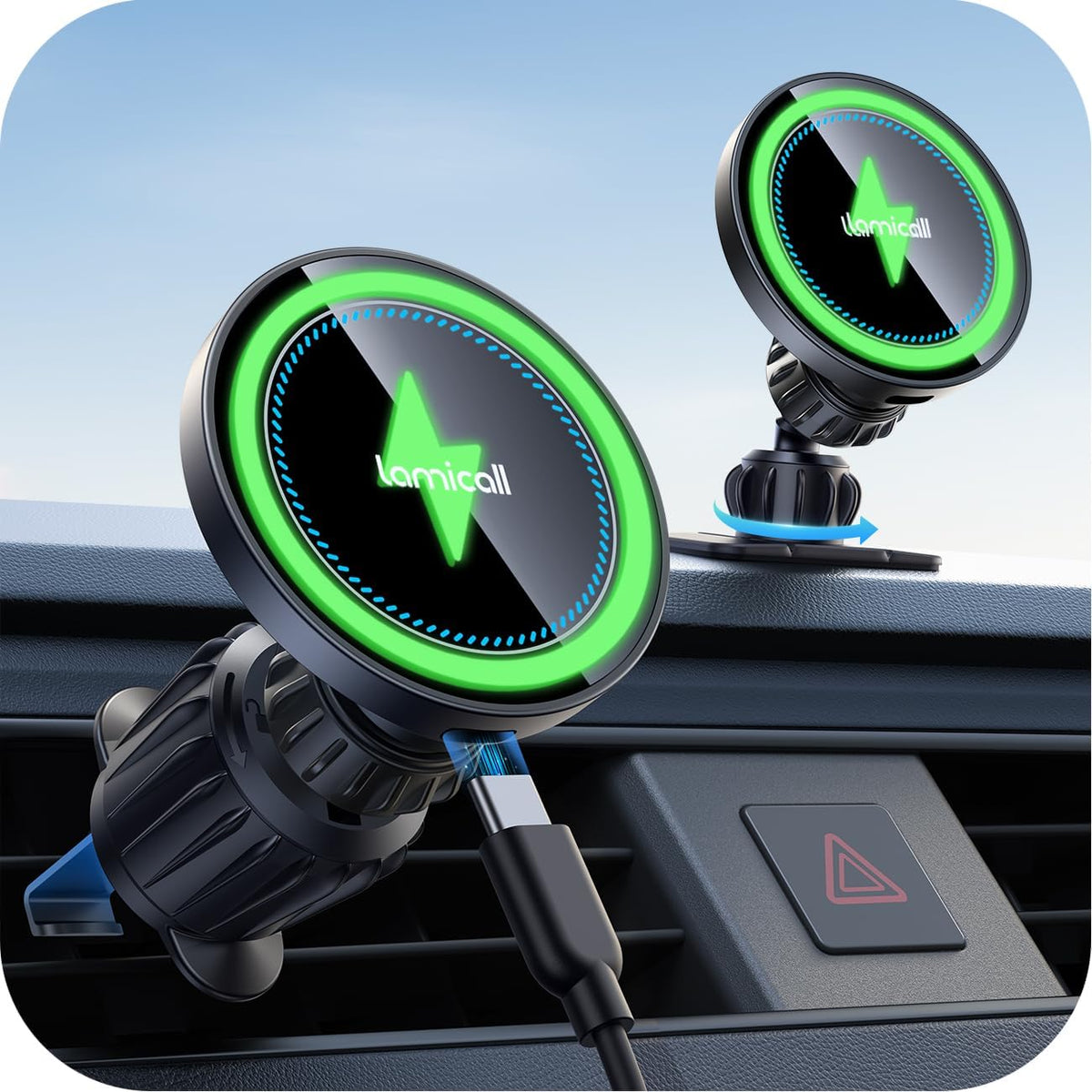 Wireless Vent & Dashboard Magnetic Phone Holder Charger