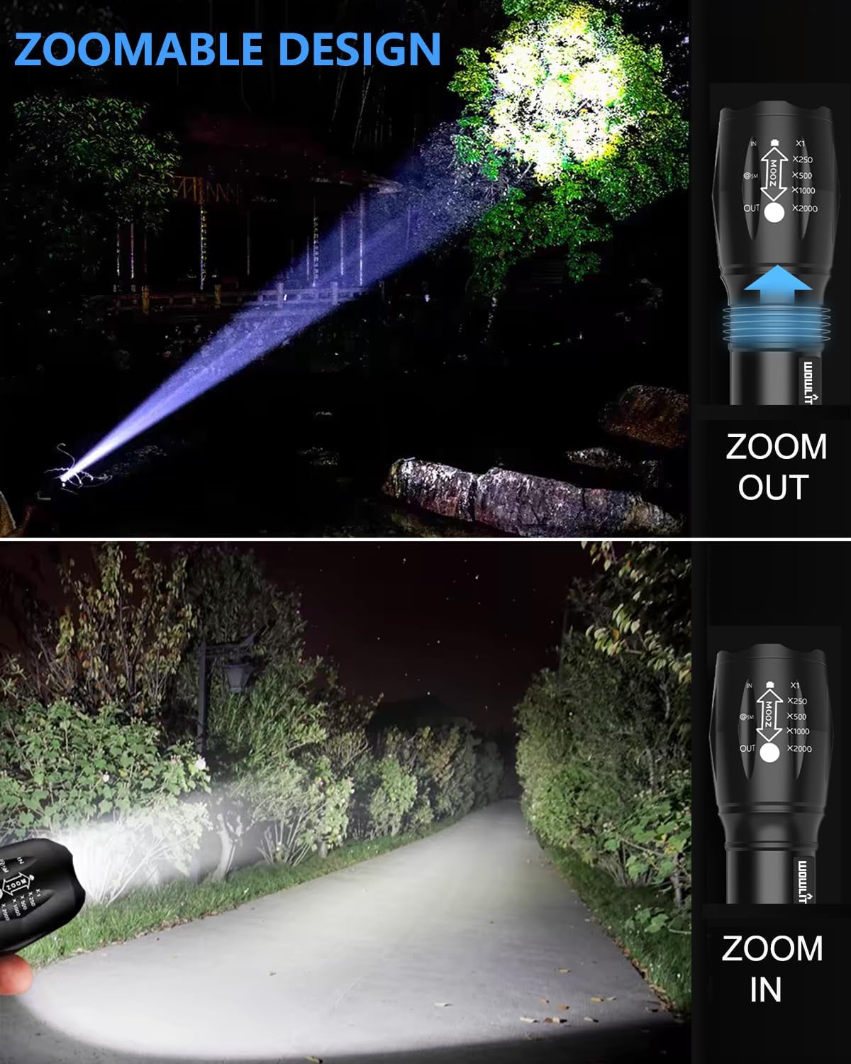 Wowlite Ultra Bright XML T6 LED Torch with 5 Light Modes & Adjustable