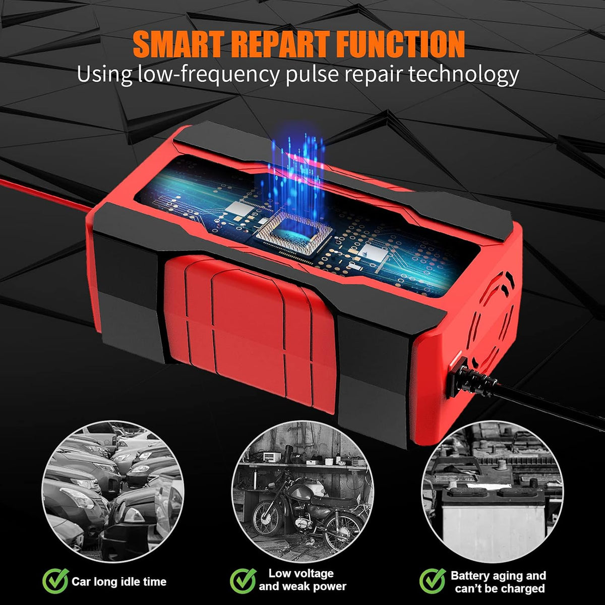 YONHAN Battery Charger 10-Amp 12V and 24V Fully-Automatic Smart Car Battery Charger