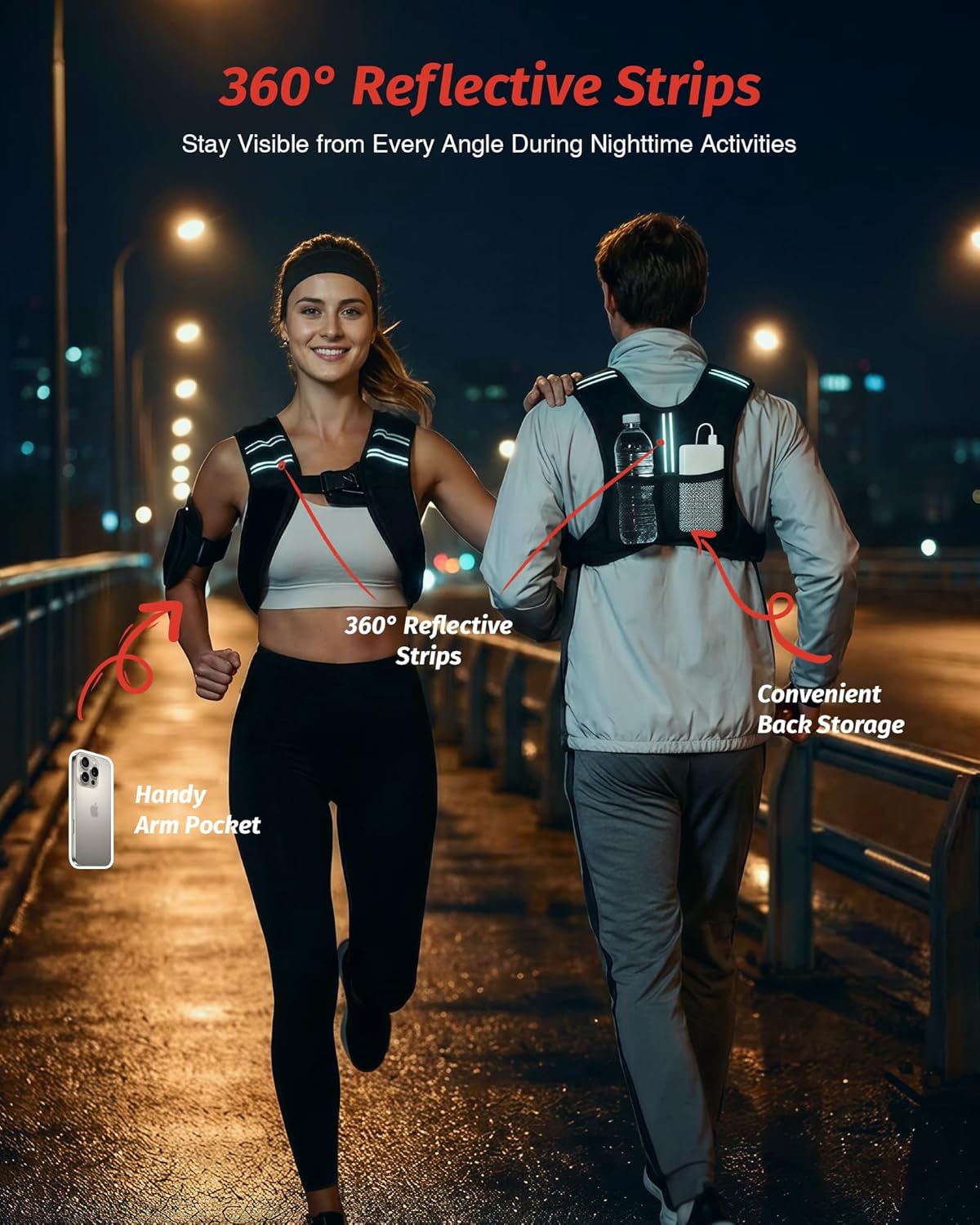 ZELUS Weighted Vest, 6lb/8lb/12lb/16lb/20lb/25lb/30lb Weight Vest with Reflective Stripe for Workout
