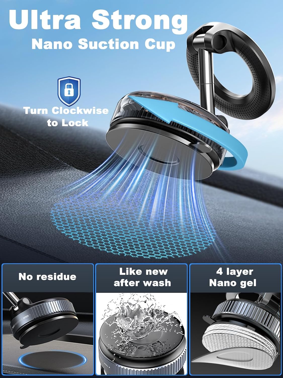 snanlen Upgraded 360° Nano Gel Vacuum Magnetic Phone Holder